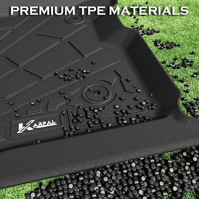 KARPAL Floor Mats Fit 2010-2014 Ford F150 SuperCrew/Crew Cab with 1st Row Bucket Seat, Custom Fit All Weather TPE F-150 Floor Liners, 1st & 2nd Row F150 Accessories Car Mats