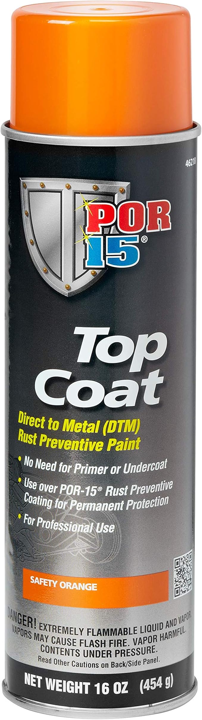 POR-15 Top Coat Spray Paint, Direct to Metal Paint, Long-term Sheen and Color Retention, 16 Fluid Ounces, Safety Orange