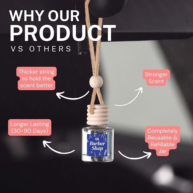 CANDECraftCo Car Air Hanging Fragrance Oil, Car Auto Freshener for Essential Oils, Scents Fragrance Aromatherapy Automobile Diffuser, Long Lasting (Lavender Vanilla)