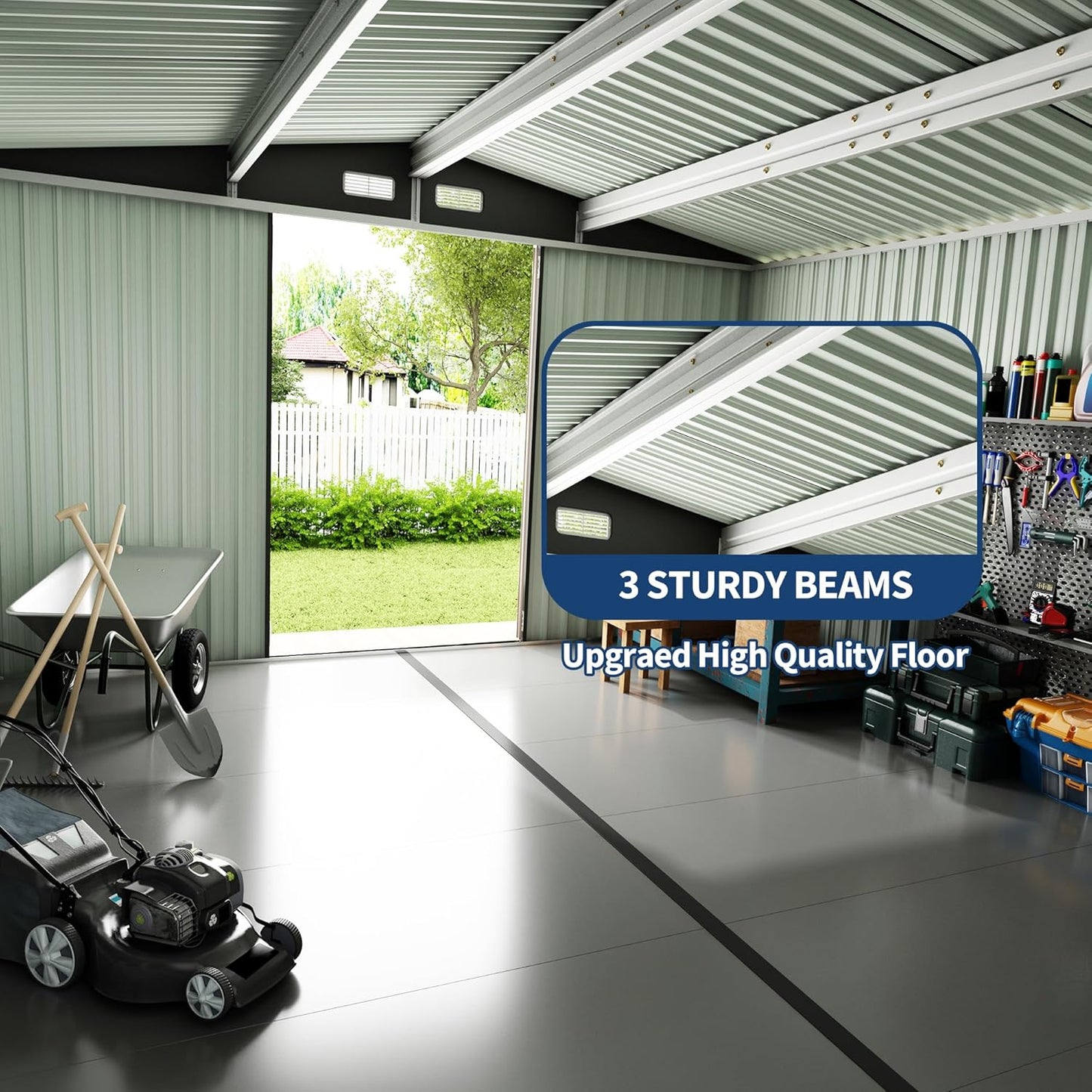 8x12 FT Metal Storage Sheds Outdoor, Metal ToolShed with Lockable Door, Metals Yard Sheds Metals Garden Shed Kit, MetalUtility Sheds Buildings with Air Vent for Backyard Garden Patio Lawn