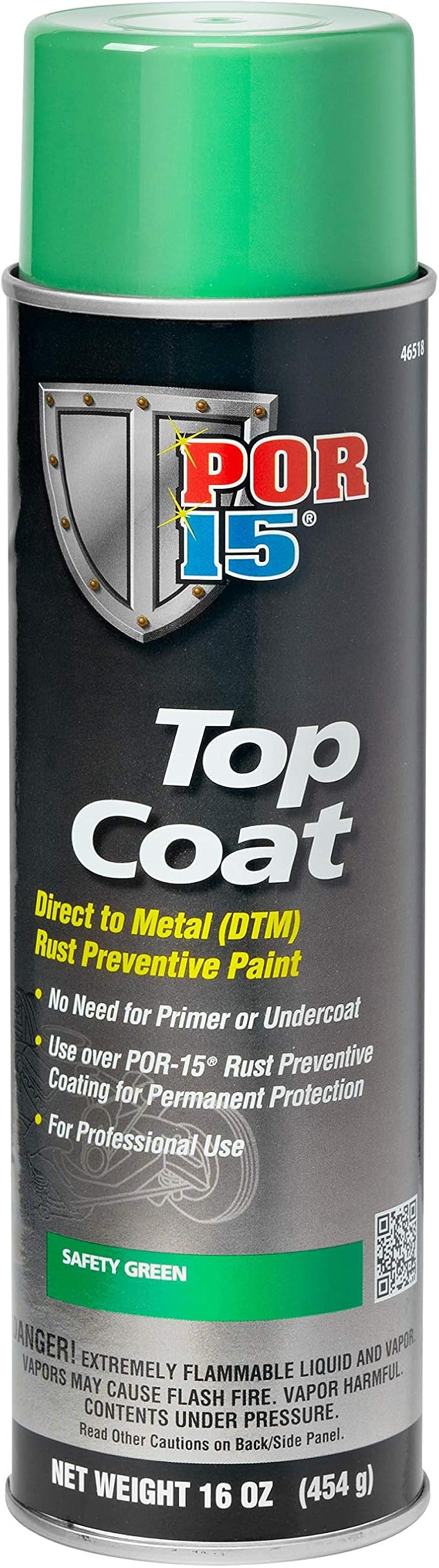 POR-15 Top Coat Spray Paint, Direct to Metal Paint, Long-term Sheen and Color Retention, 16 Fluid Ounces, Safety Green