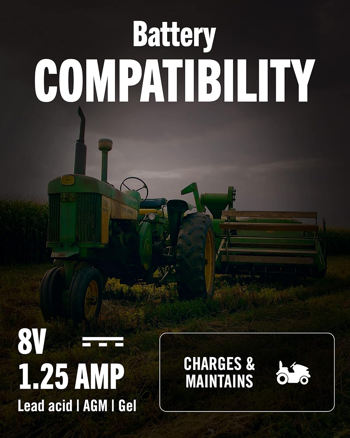 Battery Tender Junior 8V, 1.25 AMP Car Battery Charger and Maintainer: Fully Automatic 8V Automotive Battery Charger for Cars, Motorcycles, ATVs - 022-0197