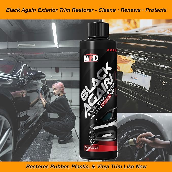 MPD Cobalt Charm Black Again Exterior Trim Restorer NA647 8 oz.