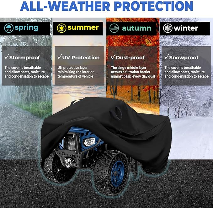 ATV Cover with Handles and Buckle - All Weather - Outdoor ATV Cover - HEAVYDUTY Protection - 4 Wheeler/Quad - FITS Polaris, Suzuki, Honda, Kawasaki, Yamaha