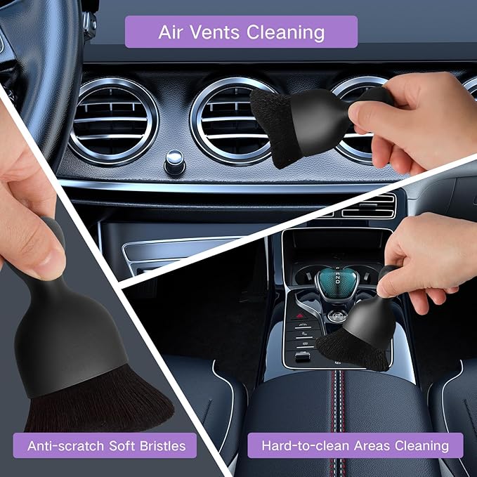 10pcs Windshield Cleaner Tool, Car Window Cleaning Wash Kit with 4 Reusable Microfiber Pads 1 Spray Bottle and Extendable Handle Auto Glass Wiper Kit, Purple