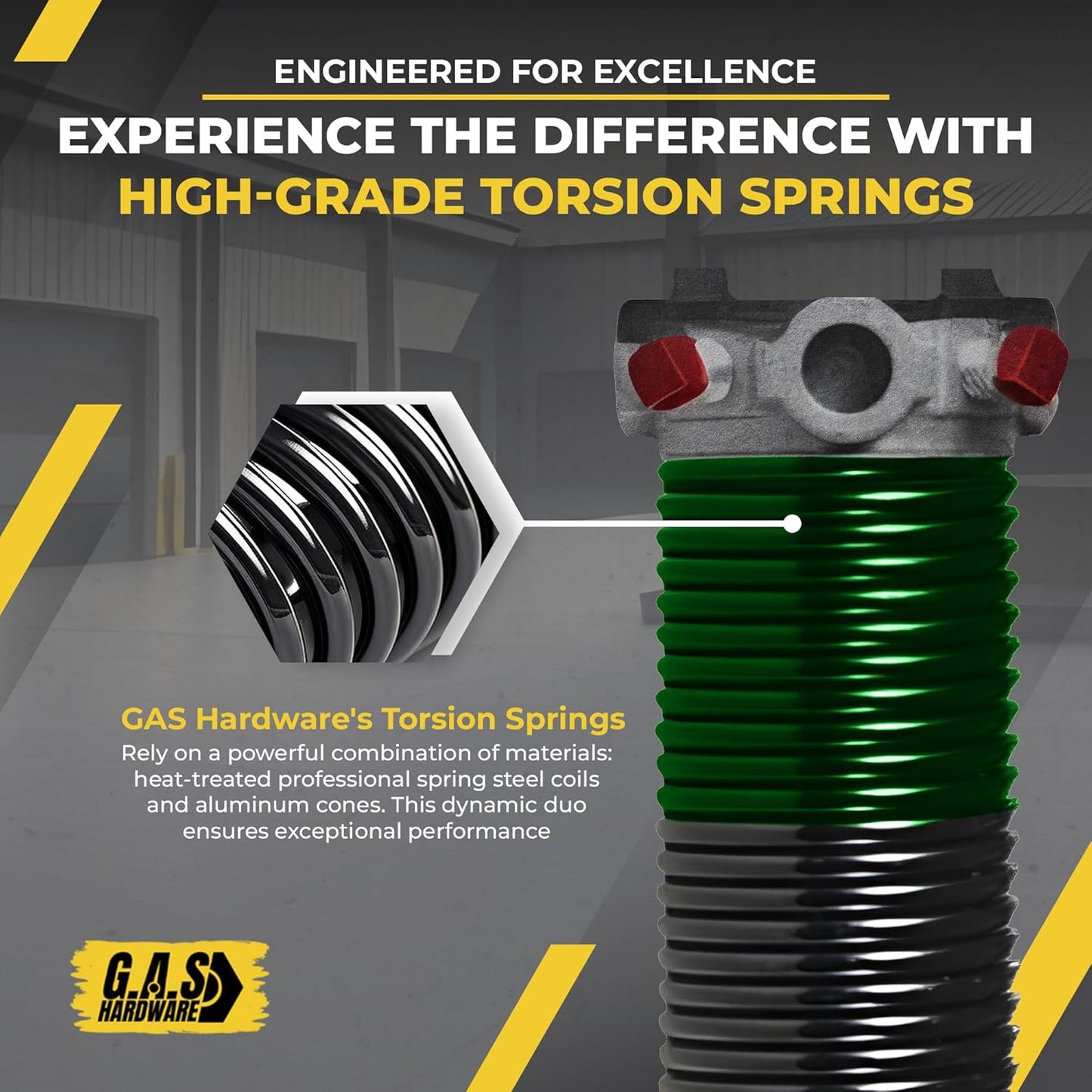 Garage Door Torsion Spring 243x1.75x35 Includes 1” Steel Bearing, Non-Slip Gloves, and Winding Bars for Left Side of Garage Door Precision E-Coating 5-Year Warranty Min. 30,000 Cycles (Red Cone)