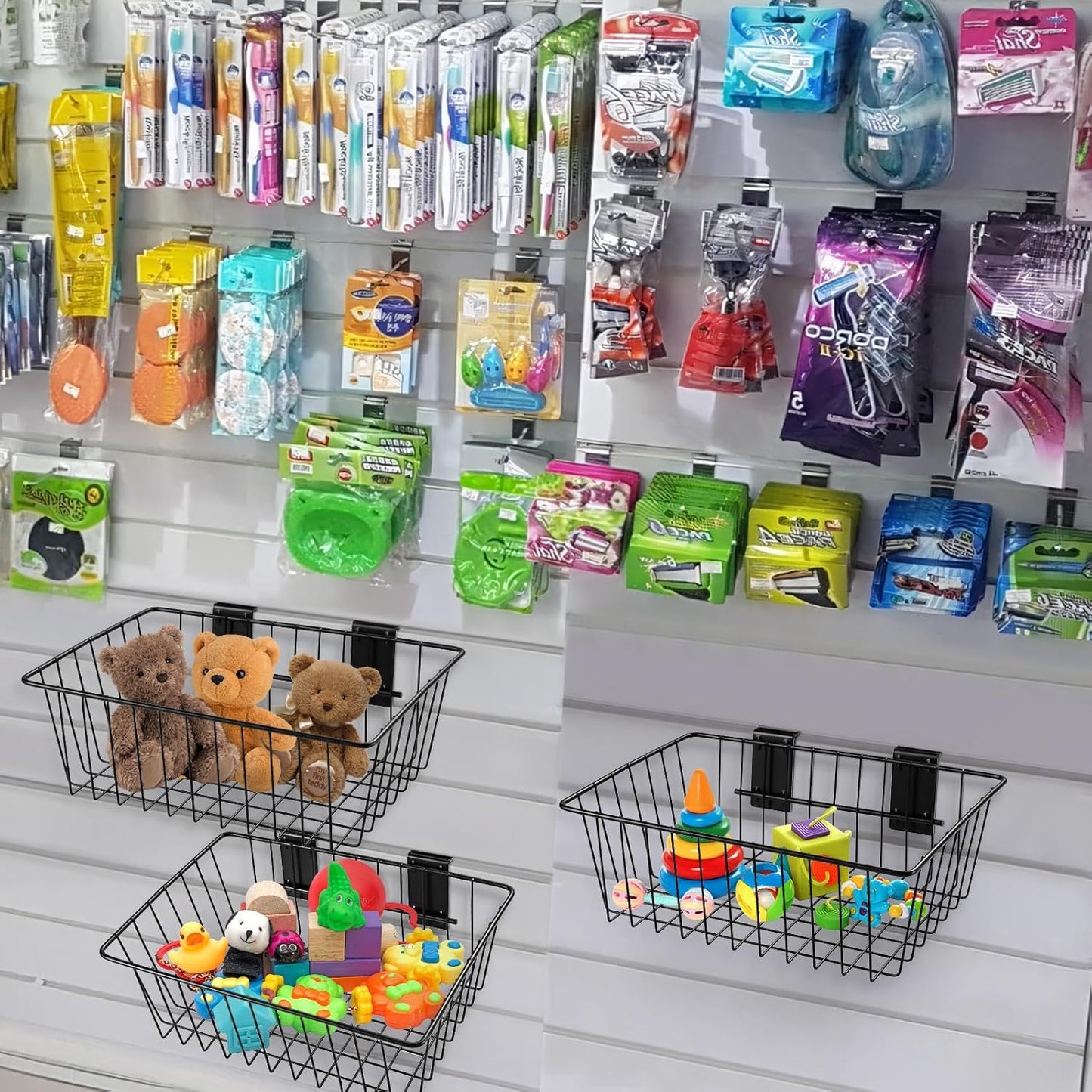 Polmart Heavy Duty Slatwall Basket, 2-Pack