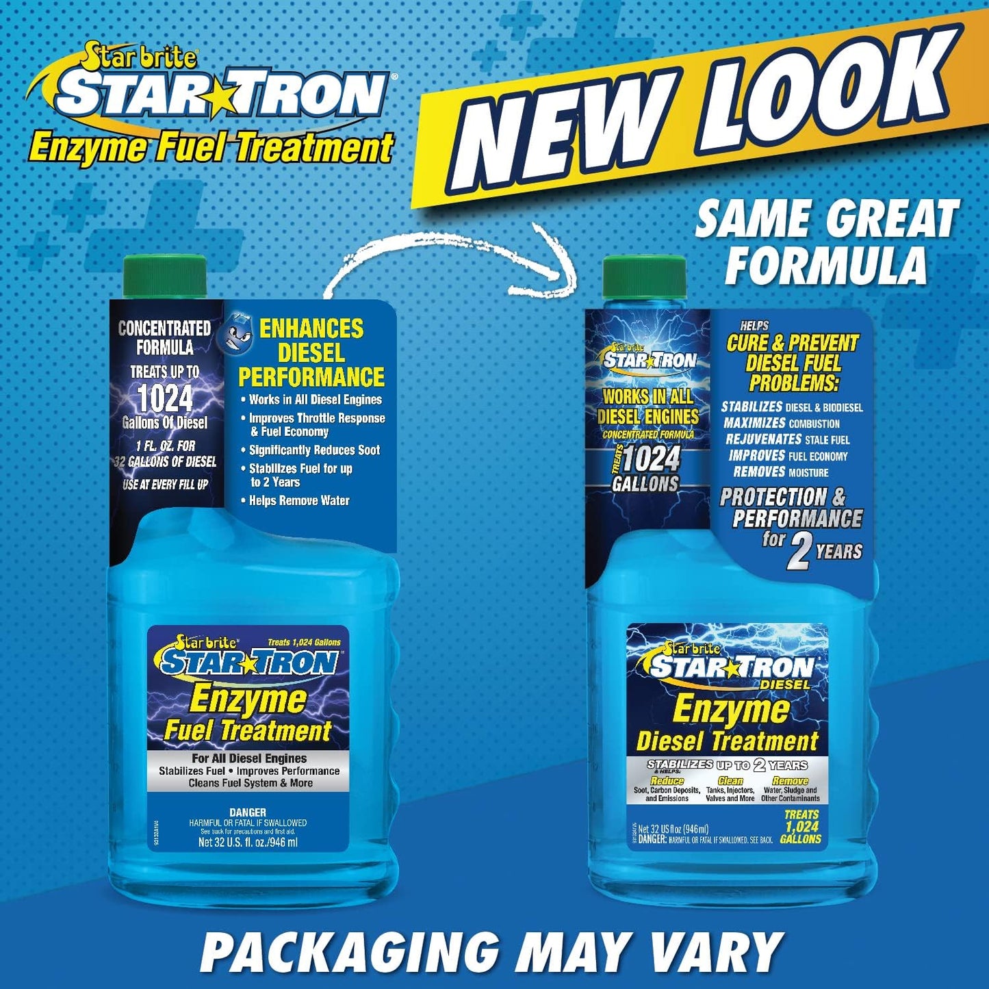 Star Tron Super Concentrated Diesel Formula - Stabilize & Rejuvenate Diesel, Biodiesel & All Regular Gasoline - 1 Oz Treats 32 Gallons