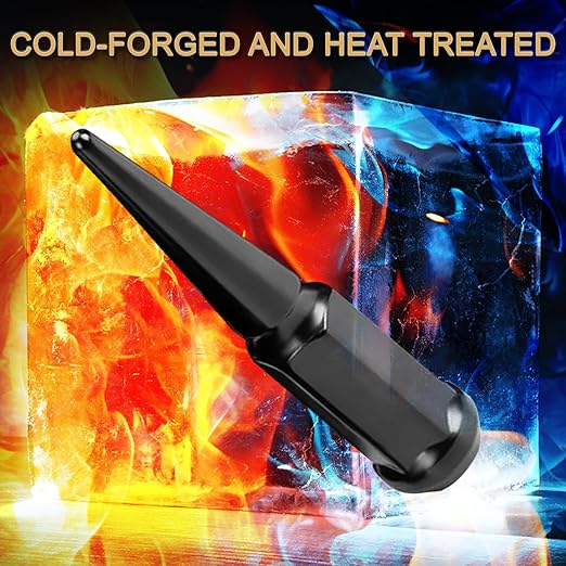 32PCS 9/16-18 Wheel Spike Lug Nuts, Black Spiked Lug Nuts 9/16-18 Solid 4.4" Tall Acorn Lug Nut with 1 Socket Key Replacement for Dakota, Durango, Ram 1500, Ram 2500 3500, Chassis cab, Aspen