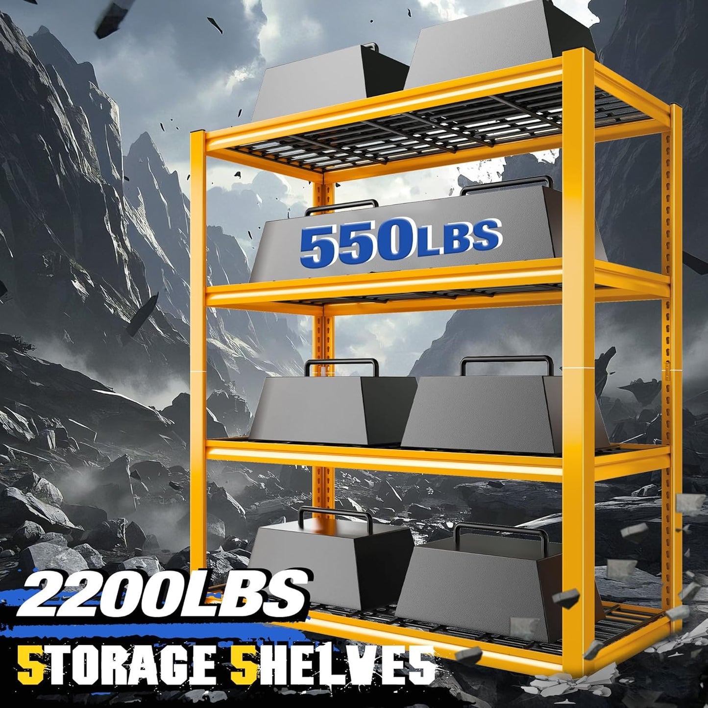 REIBII 40" W Garage Shelving Heavy Duty Metal Shelving 2200LBS Storage Shelves 4 Tier Garage Shelves Adjustable Metal Shelf for Warehouse Basement Pantry Kitchen, 3 Pack