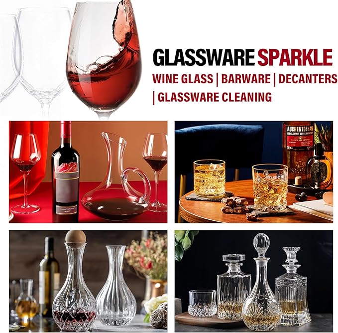Wine Glass Cleaner and Crystal Cleaning Liquid, Effectively Removers Odors, Grease, Lipstick, Dirt, Residuum, and Fingerprints on Wine Glasses, Leaving Them Crystal Clear and Sparkling - 16.91 Oz
