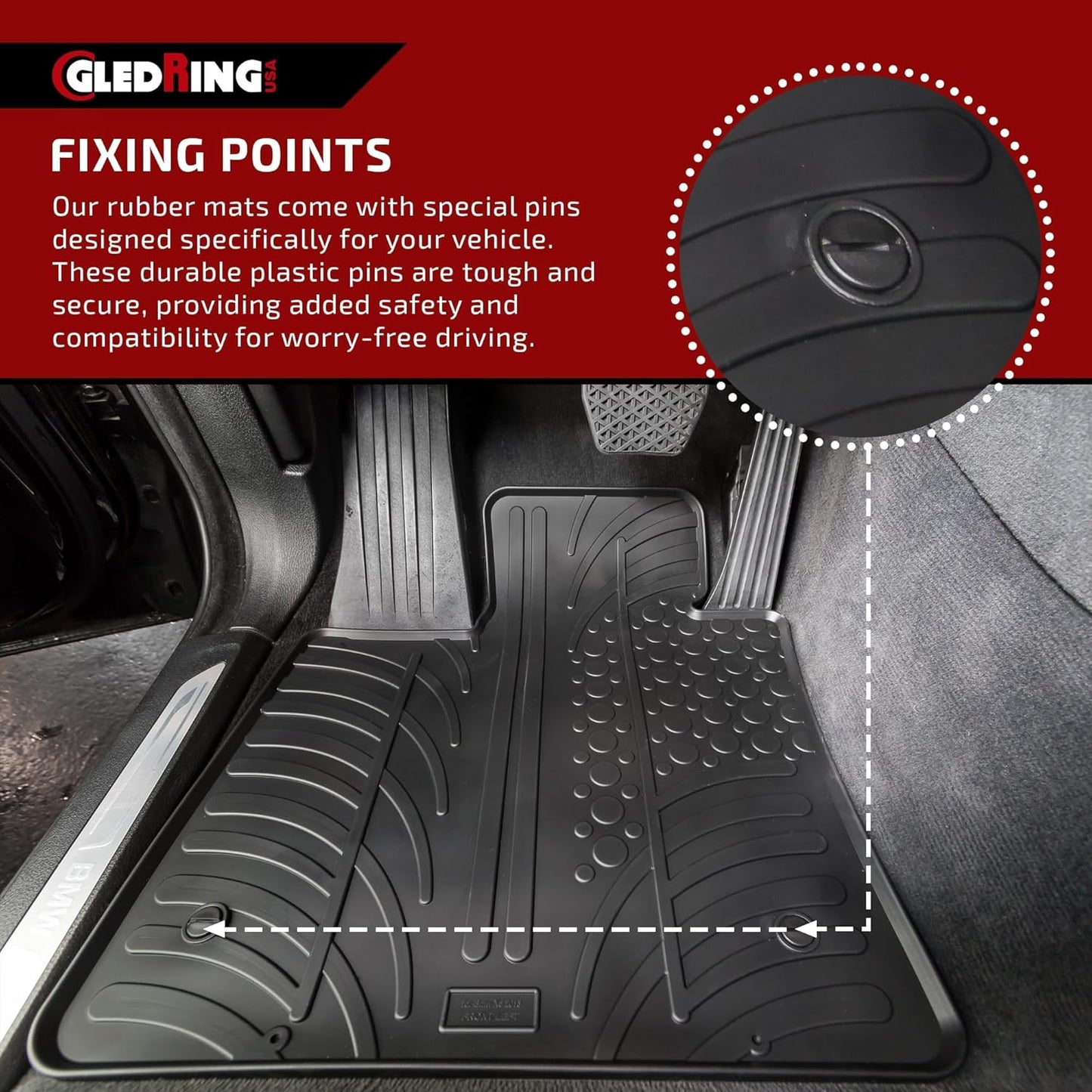 Gledring USA Custom Fit All-Weather Rubber Floor Mats Intended for Toyota Highlander & Hybrid 2020-2022, No Trimming Required, Tailored Custom Fit, Protects from Rain, Mud & Snow