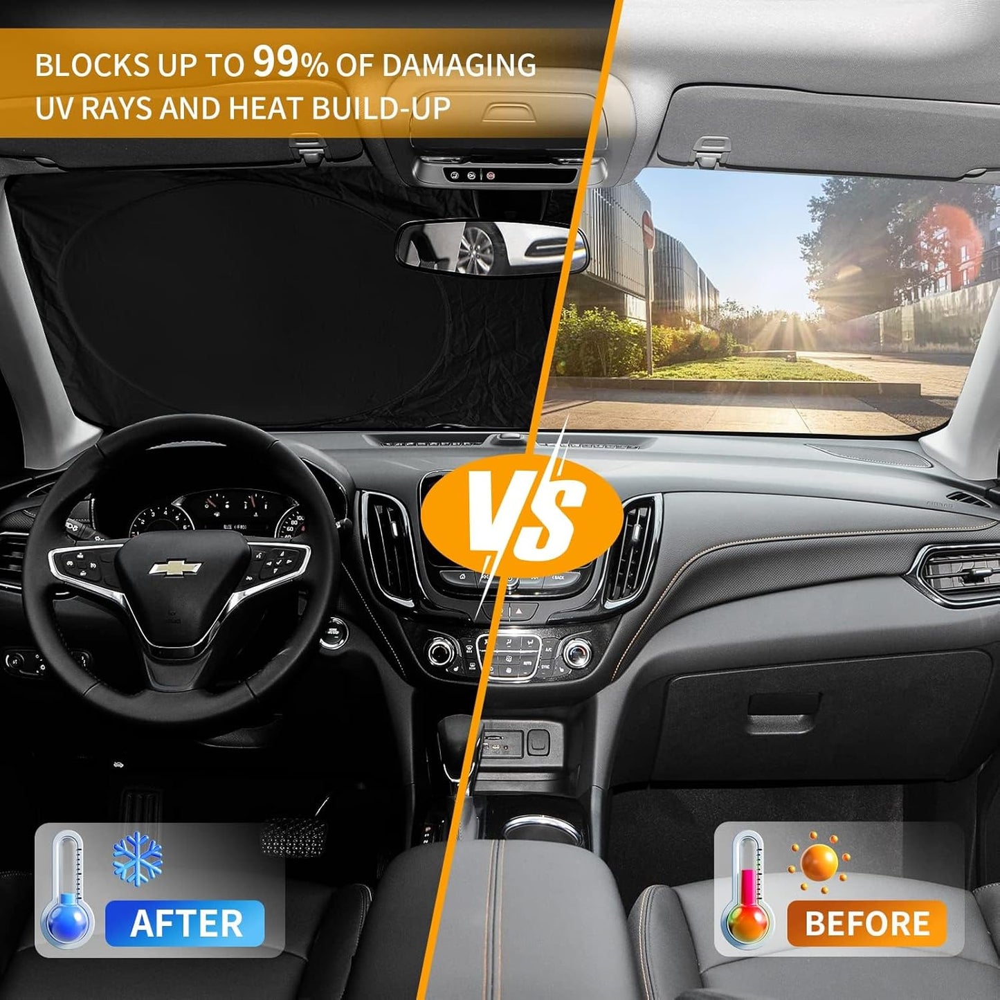 Sunshade for 2016-2024 2025 Chevrolet/Chevy Malibu Sun Shade Windshield Cover, Custom Fit Malibu Foldable Front Window Shield Sun Visor Protector 210T Reflective Blocks UV Rays Heat Car Accessories