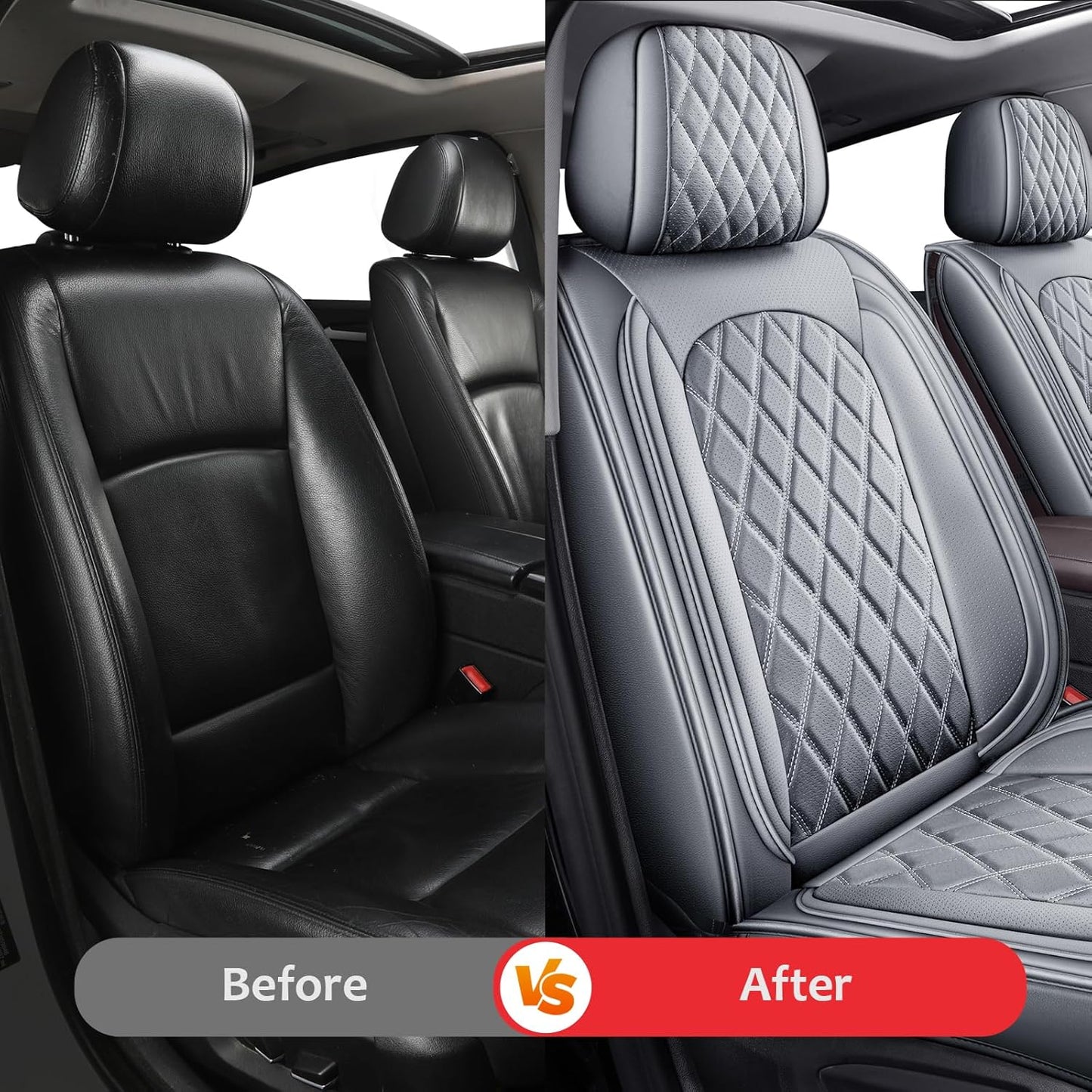 MIROZO 2PCS Ram Seat Cover,Front Seat Covers for Dodge Ram Truck Accessories Compatible with 2009-2025 RAM 1500 2500 3500 Pickup Crew Quad Cab (2PCS Front,Gray)