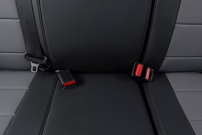 coverdream Grand Highlander Seat Covers Full Set for 2024 2025 2026 Toyota Grand Highlander SUV Seat Cushion,2nd Row w/Captain Seats,Fully Covered,Luxury Leather Car Seat Protector(Black/Grey)