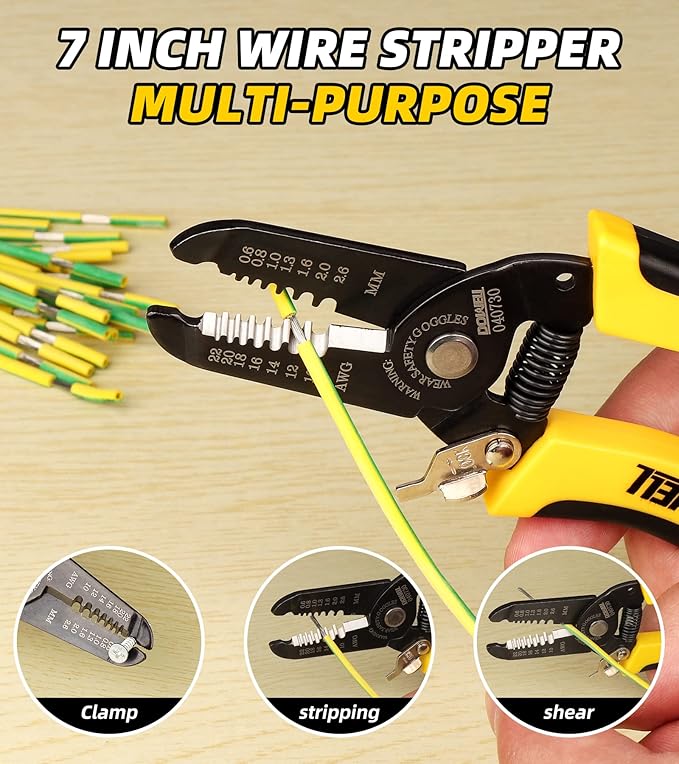 DOWELL 10-22 AWG Wire Stripper Cutter Wire Stripping Tool And Multi-Function Hand Tool,Professional Handle Design And Refined Craftsmanship.