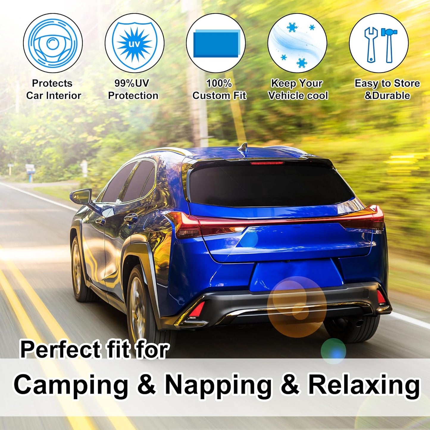 TINGLU Window Shades for Lexus UX 2019-2024 2025 Accessories Car Side Full Windows Windshield Sun Shade Sun UV Rays & Privacy Protection for Camping,Napping,and Relaxing 6PCS