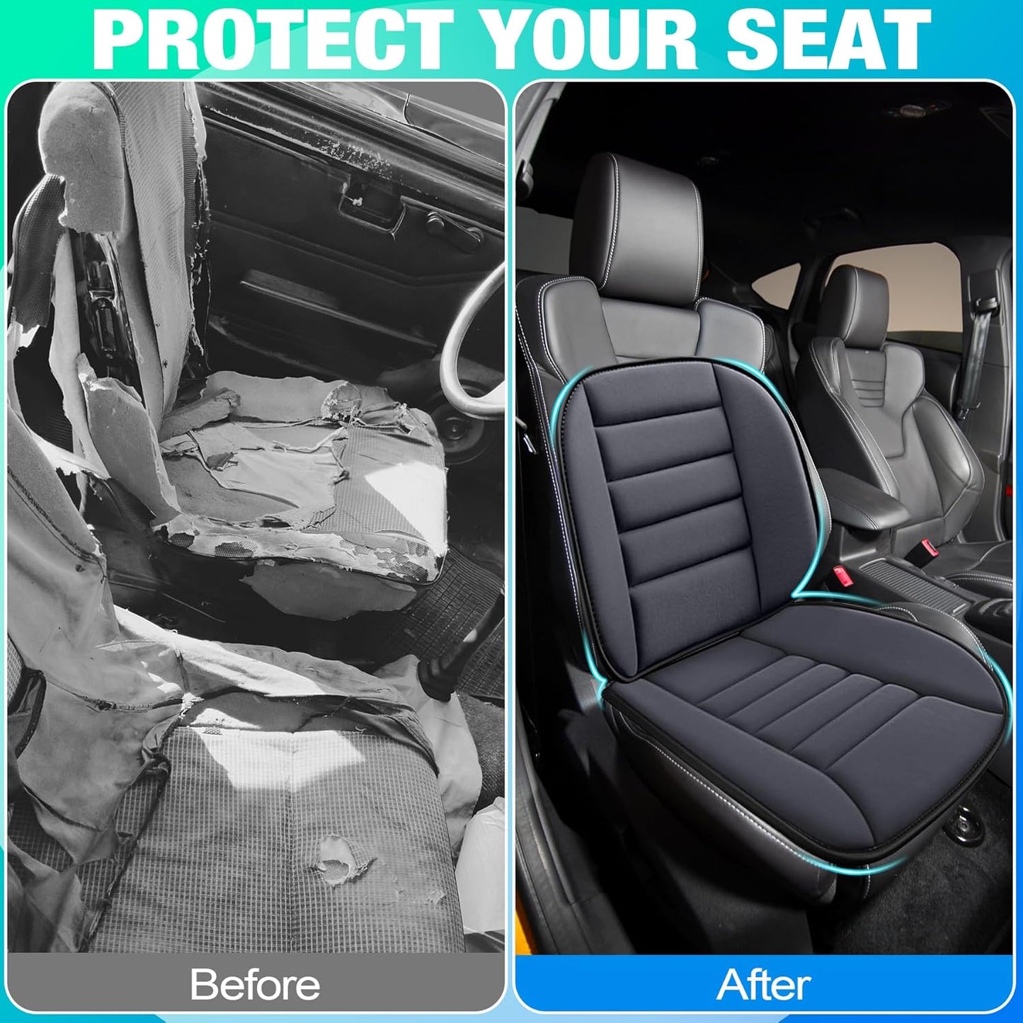 MYFAMIREA Car Seat Cushion and Lumbar Support Pillow 1.2'' Thick Memory Foam Desk Chair Cushion Back Support for Automotive Seat Driver, Travel, Leg and Back Pain Relief, Washable Adjustable Dark Gray