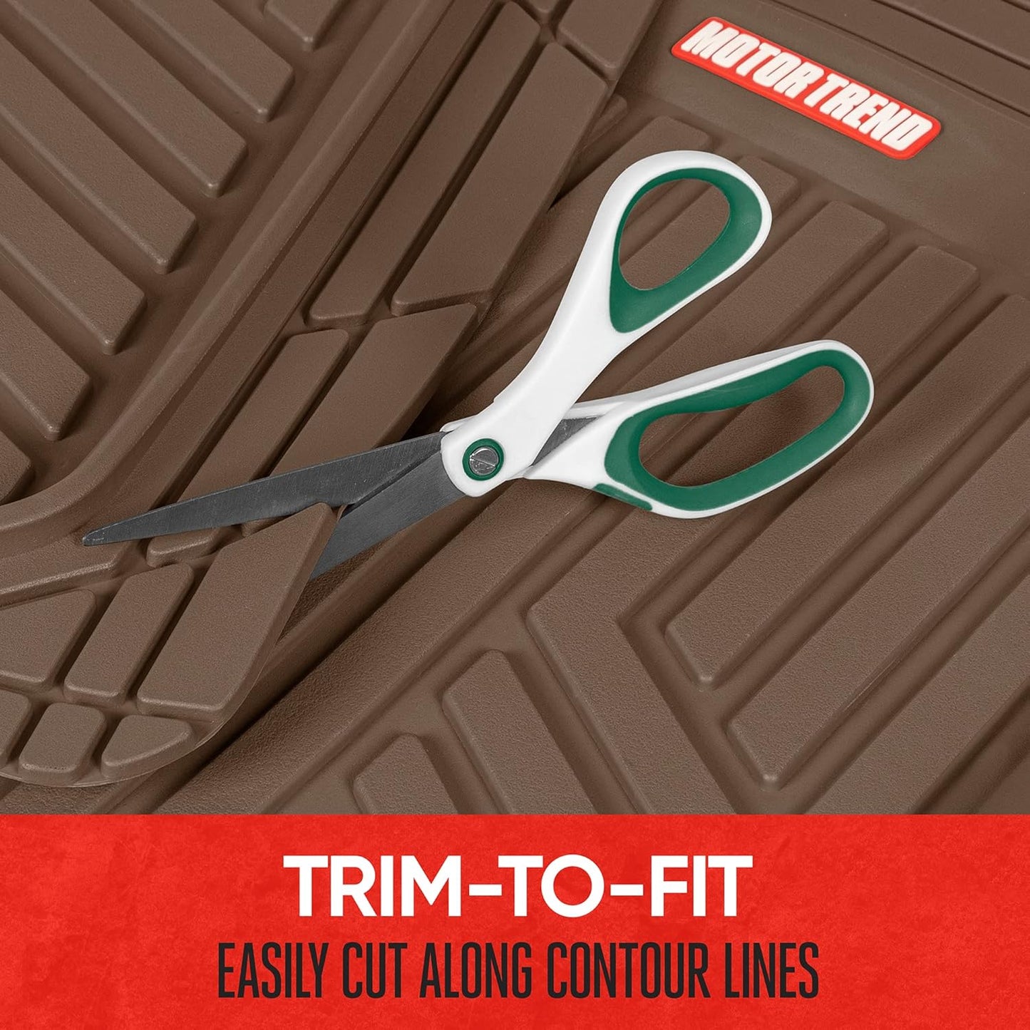 Motor Trend FlexToughXL DeepDish Floor Mats for Cars, Full Set All-Weather Rubber Automotive Floor Mats Waterproof Heavy Duty Car Mats Flexible Floor Liners for Car Truck Van SUV Car Floor Mat (Brown)