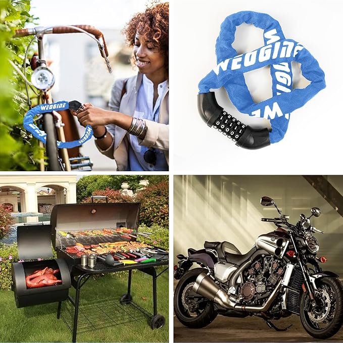 Bike Lock with Numbers and high Security Level, Bike Chain Lock, Bicycle Locks, 5 Digit Combination Lock for Bike, Bicycle, Scooter, Motorcycle, Door, Gate, Fence