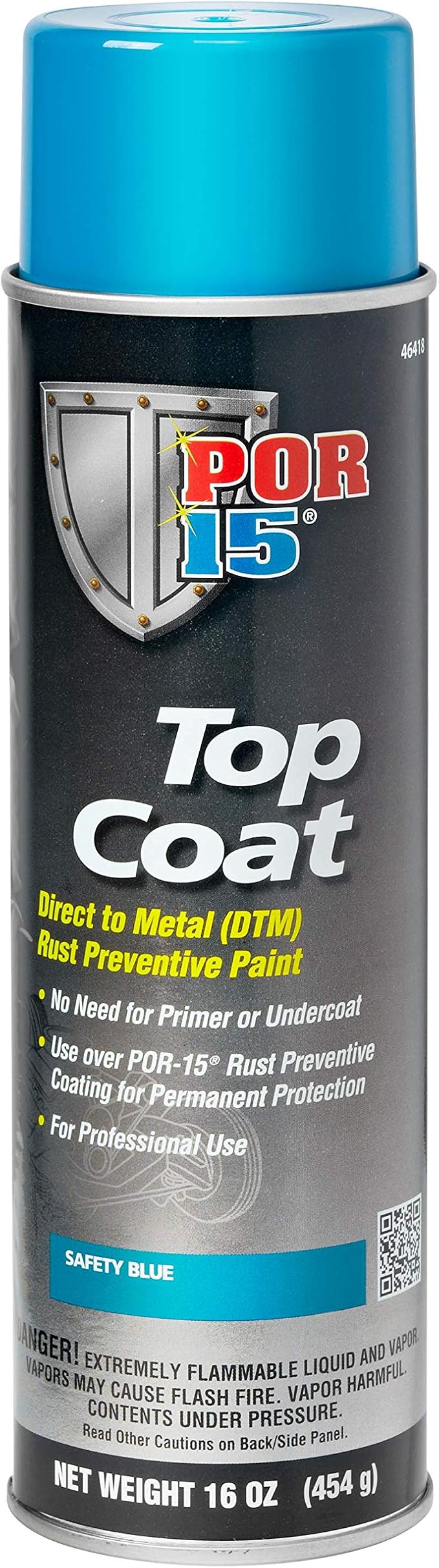 POR-15 Top Coat Spray Paint, Direct to Metal Paint, Long-term Sheen and Color Retention, 16 Fluid Ounces, Safety Blue