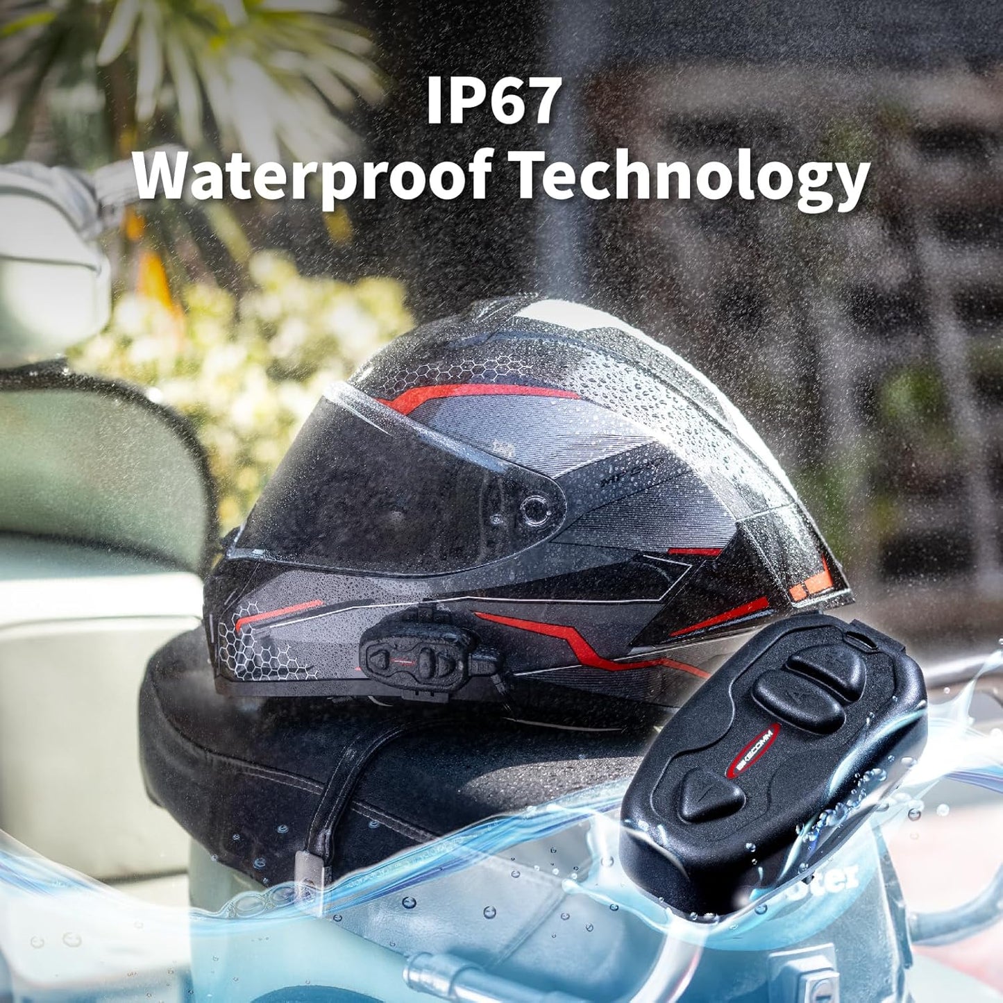 Salut Motorcycle Bluetooth Intercom Headset - Helmet Communication System, Waterproof Speaker, Voice Comm Earbuds, Helmet Headphone, Noise Cancellation(Duo Black)