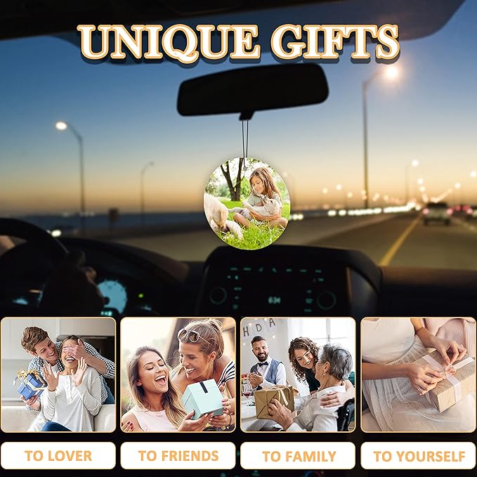 Custom Air Freshener for Car - Double Sided photo Personalized Air Freshener for Car with Multiple Fragrances Decorations for Wardrobe, Bathroom,Hanging Ornaments (Unique Scented Gift) (Round)