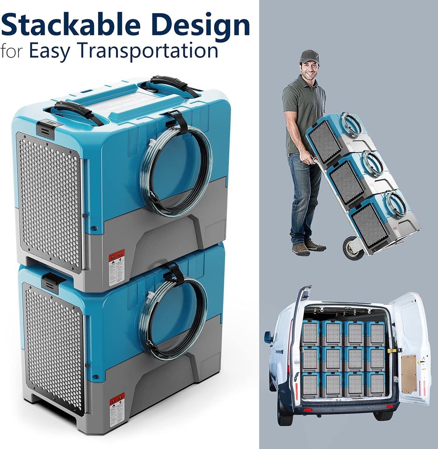 ALORAIR App Control Commercial Dehumidifier With Pump Industrial Dehumidifiers with Drain Hose, for Water Damage Restore, Flood Repair, Large Space, Job Sites (Blue)