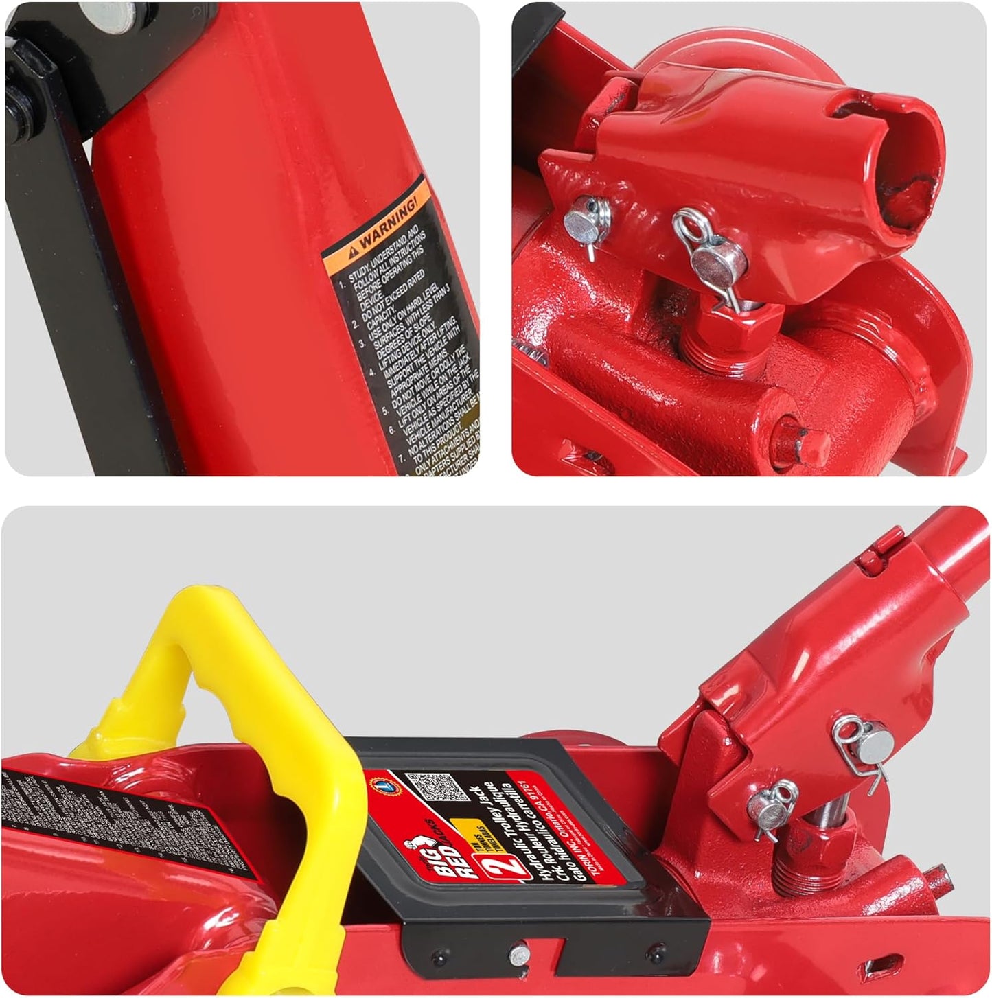 BIG RED TAM82012-1 Torin Low Profile Hydraulic Trolley Service/Floor Jack with Blow Mold Carrying Storage Case, 2 Ton (4,000 lb) Capacity, Red