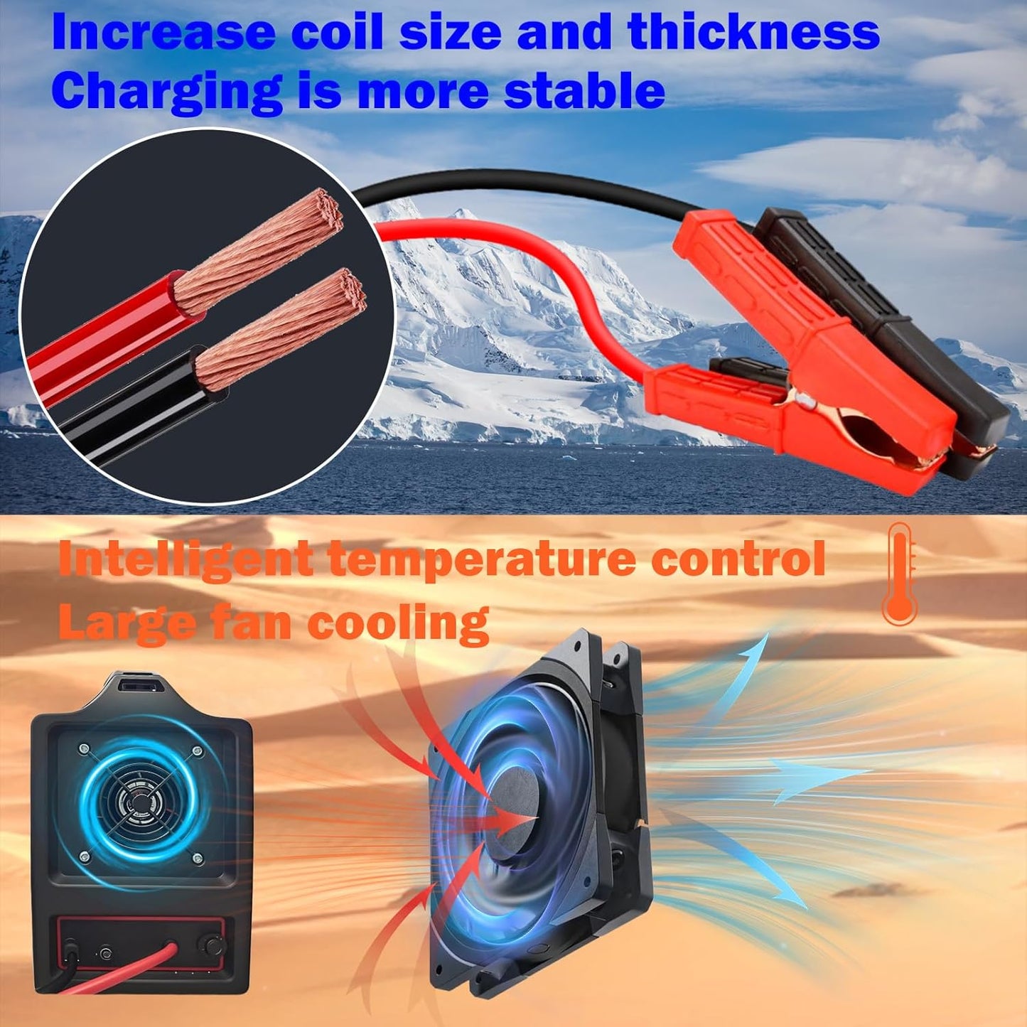 Voolex Car Battery Charger 12V 24V Portable Automotive Trickle Charger Battery Maintainer for AGM Car Truck Motorcycle RV Deep Cycle Repair, Winter Mode(for Lead Acid Batteries)