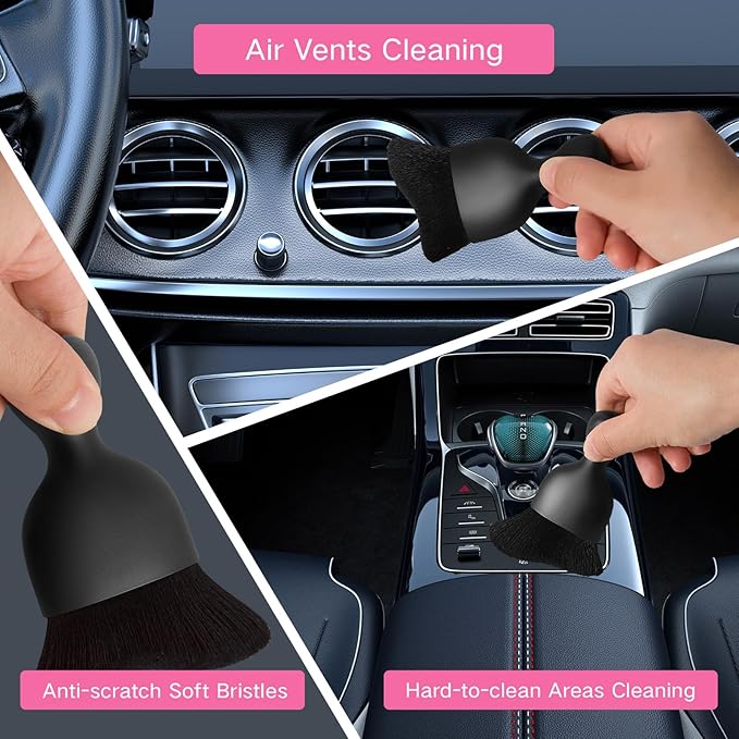 10pcs Windshield Cleaning Tool Inside Car Window Cleaner Wash Kit with 4 Reusable Microfiber Pads 1 Spray Bottle and Extendable Handle Interior Auto Glass Wiper Kit, Pink