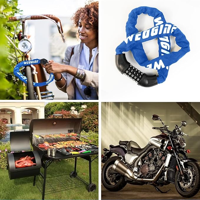 Bike Lock with Numbers and high Security Level, Bike Chain Lock, Bicycle Locks, 5 Digit Combination Lock for Bike, Bicycle, Scooter, Motorcycle, Door, Gate, Fence
