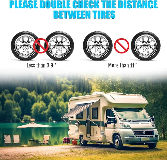 RV Rotatable Wheel Chock Stabilizers (Drill Adjusted), Camper Heavy Duty Tire Chock Stabilizers, Travel Trailers Wheel Chock Scissor 2 Sets with Ratchet,hex Socket,Gloves (Black-Turn)