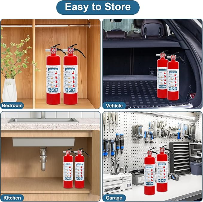 6 Pack ABC Dry Chemical Fire Extinguishers, 2.5 lb 1A:10B:C Rating for Home, Car, Boat, Quick Release Handle, Compact & Portable Dry Powder Extinguisher