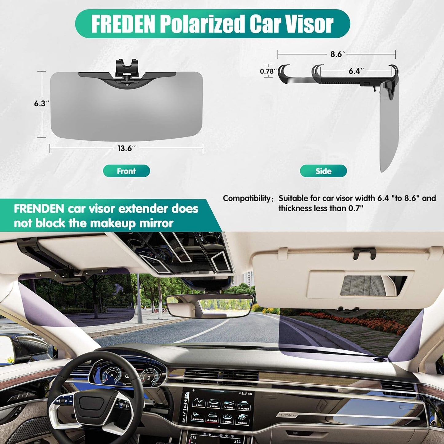 Sun Visor Extender for Car - Universal Adjustable Side Window Sun Blocker, Folding Clip-On Visor Extension, Easy Install & Glare Reduction (Black)