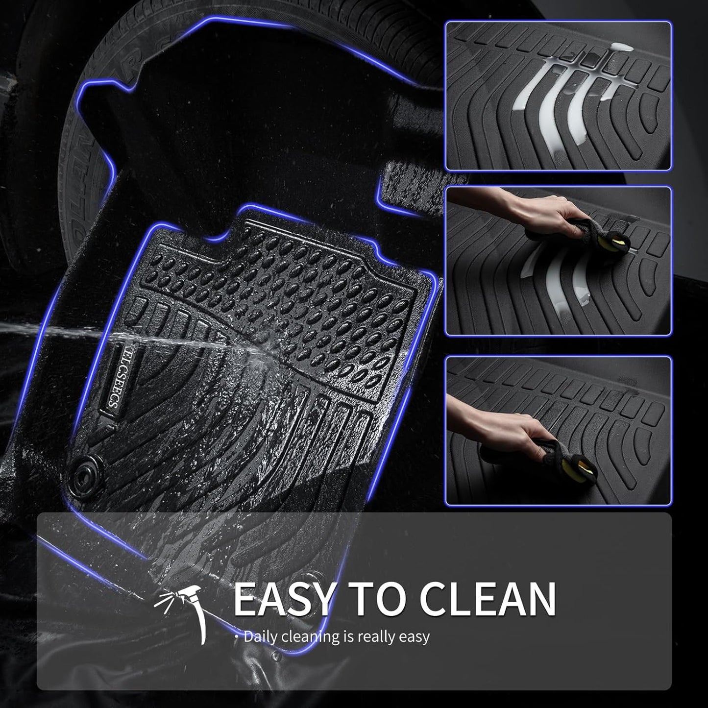 KELCSEECS All Weather Floor Mats & Cargo Liner Custom for 2023 2022 2021 Hyundai Santa Fe Automotive Car Mats Floor Liners Trunk Mat Hyundai Santa Fe Floor Mats Cargo Mat Trunk Liner Black