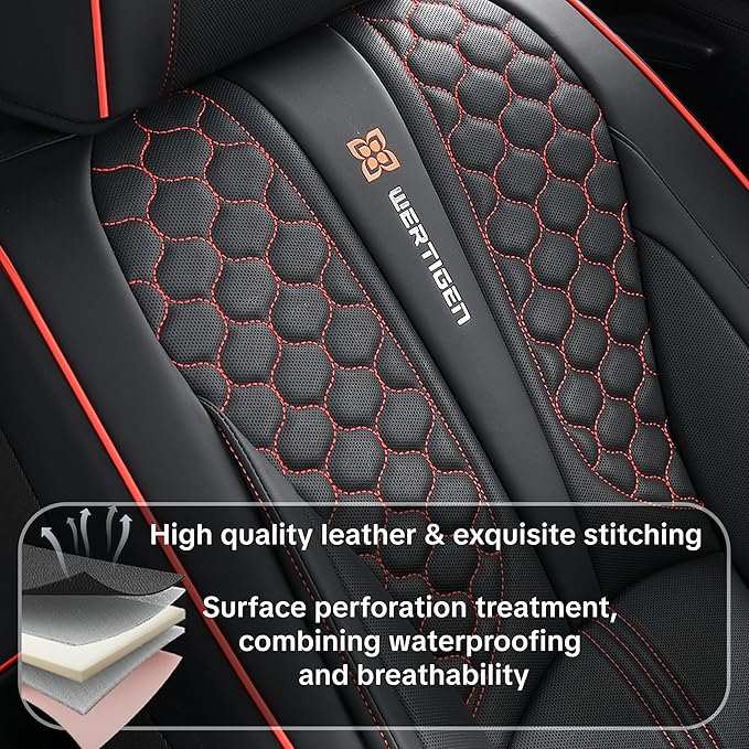 Black Car Seat Covers Full Set,Waterproof Leather Car Seat Covers,Suitable for suvs, sedans, and Pickup Trucks