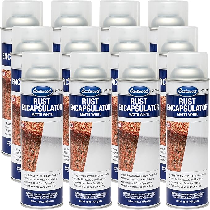 Eastwood White Rust Encapsulator 15 oz Aerosol Prevents Rust Corrosion Epoxy Fortified Low VOC Formula | 12 Pack