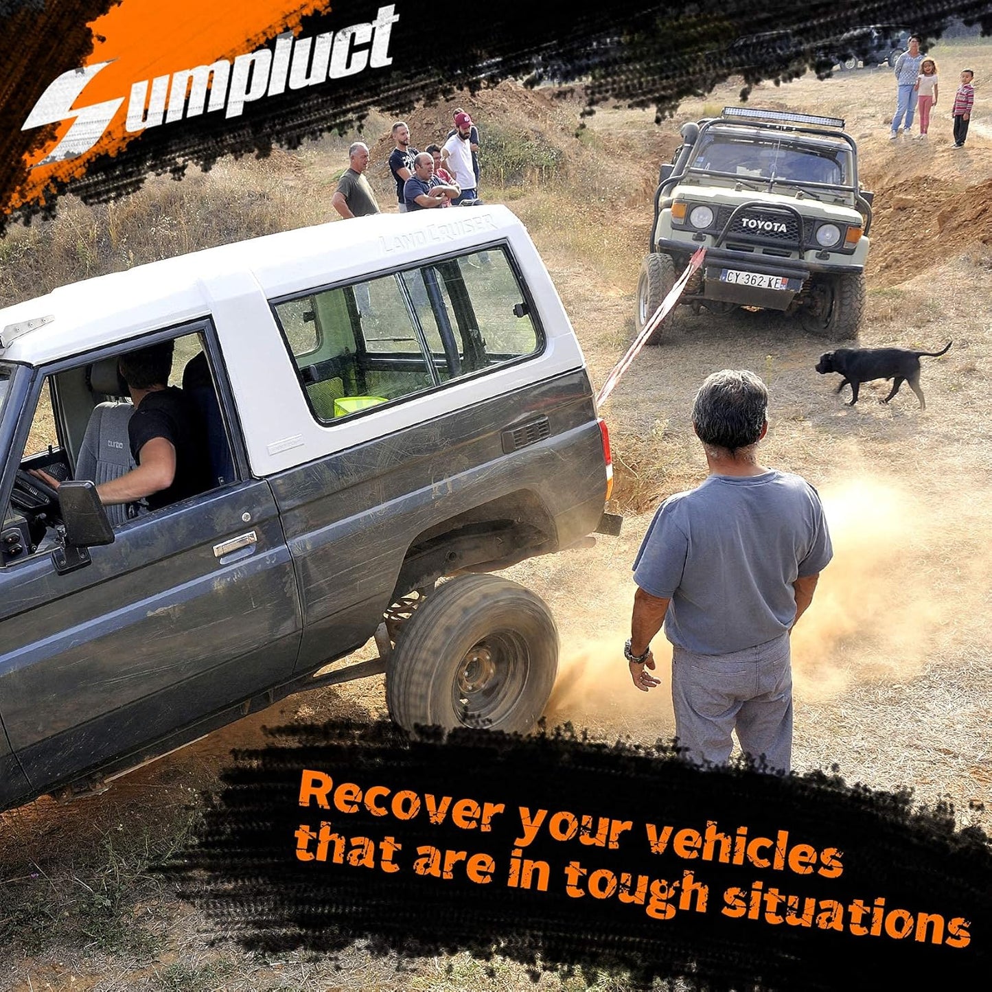 Recovery Tow Strap 2in X 20ft Heavy Duty 20,000 lbs Break Strength, Use for Emergency Towing Rope, Tree Saver, Winch Extension, Triple Reinforced Loops, Protective Sleeves,Car Accessories