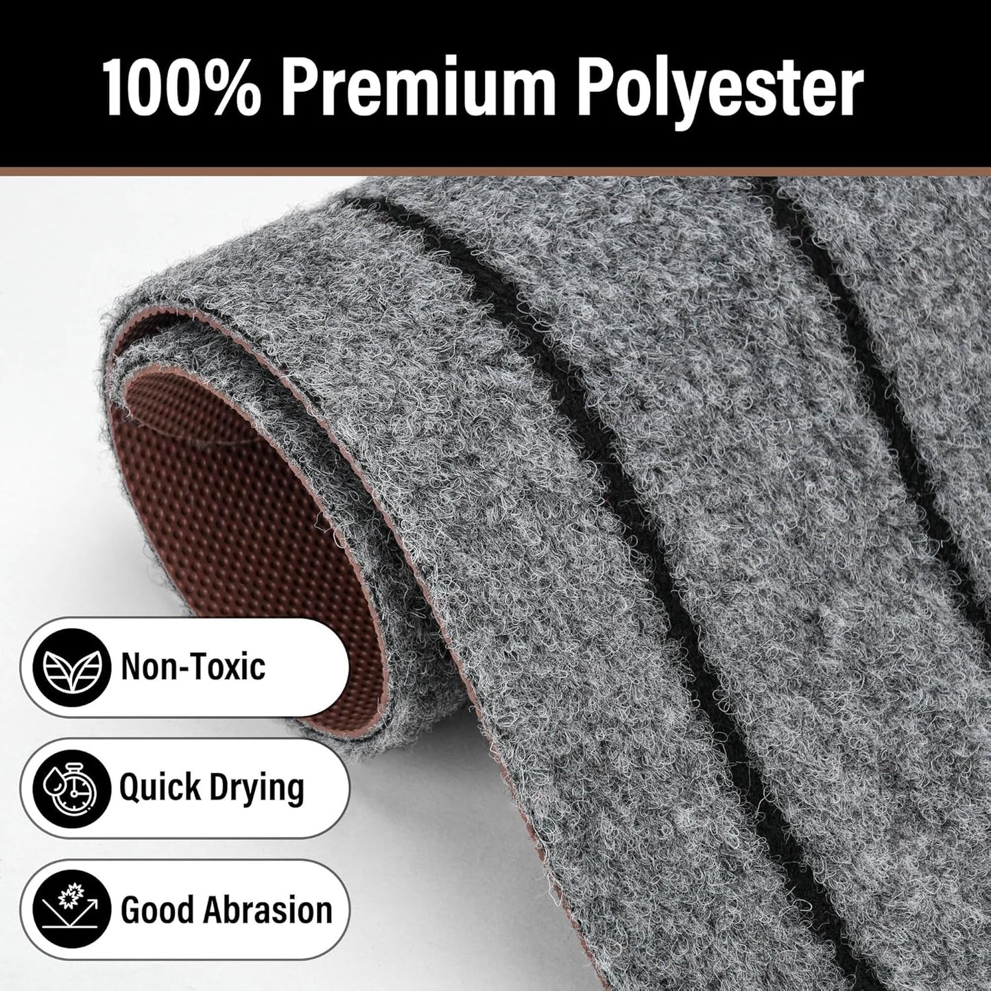 LotFancy 2-Pack Waterproof Front Door Mat 17"x30" Indoor/Outdoor, Non-Slip Rubber Backing Welcome Mat - Low Profile Washable Entryway Rug for Home, Patio, Camping (Gray)