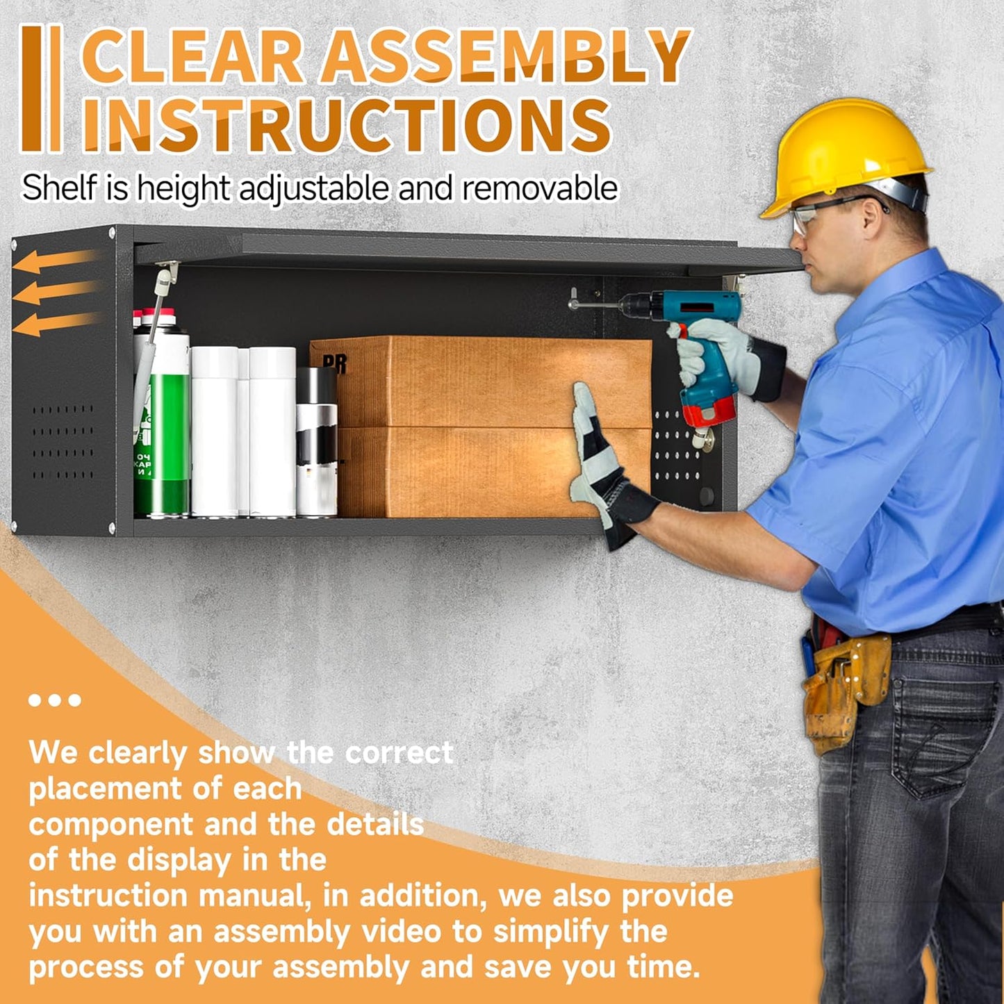 Metal Garage Wall Cabinet with Up-Flip Door,Wall-Mounted Steel Storage Cabinet, Float Tool Cabinet with Pegboard,Upper Cabinet for Kitchen,Garage,Workshop,Warehouse(13.8" H,Black)