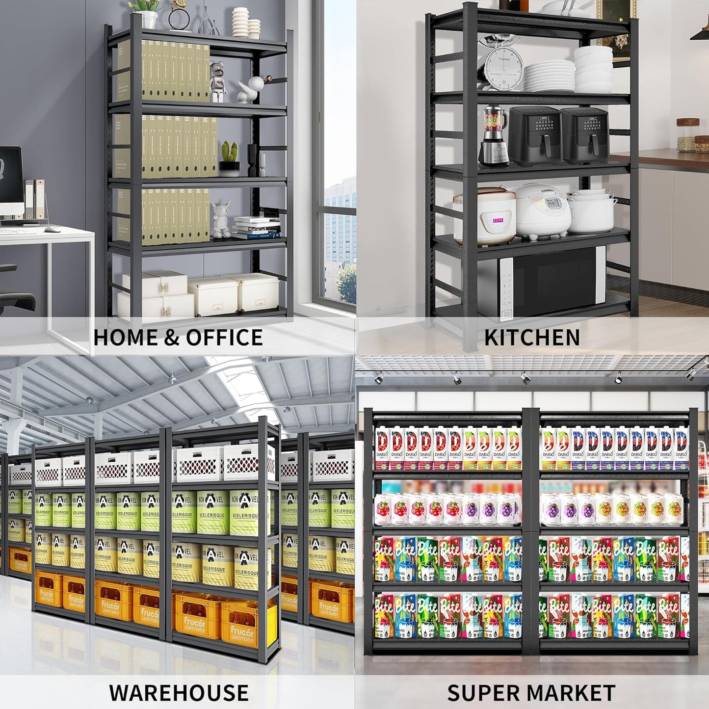 TOPKEY Metal Storage Shelf Garage Storage Shelves, Heavy Duty 5-Tier Utility Shelves for Garage, Kitchen, Warehouse, Adjustable Basement Storage Rack, Load 2500LBS, 78" H x 47.2" W x 18" D