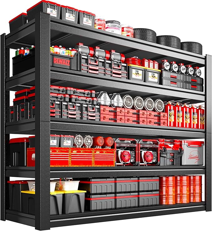 2550LBS Storage Shelves, 40" W Garage Shelving Heavy Duty, Adjustable Metal Shelving Unit, Storage Rack for Garage, Basement, Warehouse with Tool-Free Assembly, 40" W x 17.7" D x 72" H