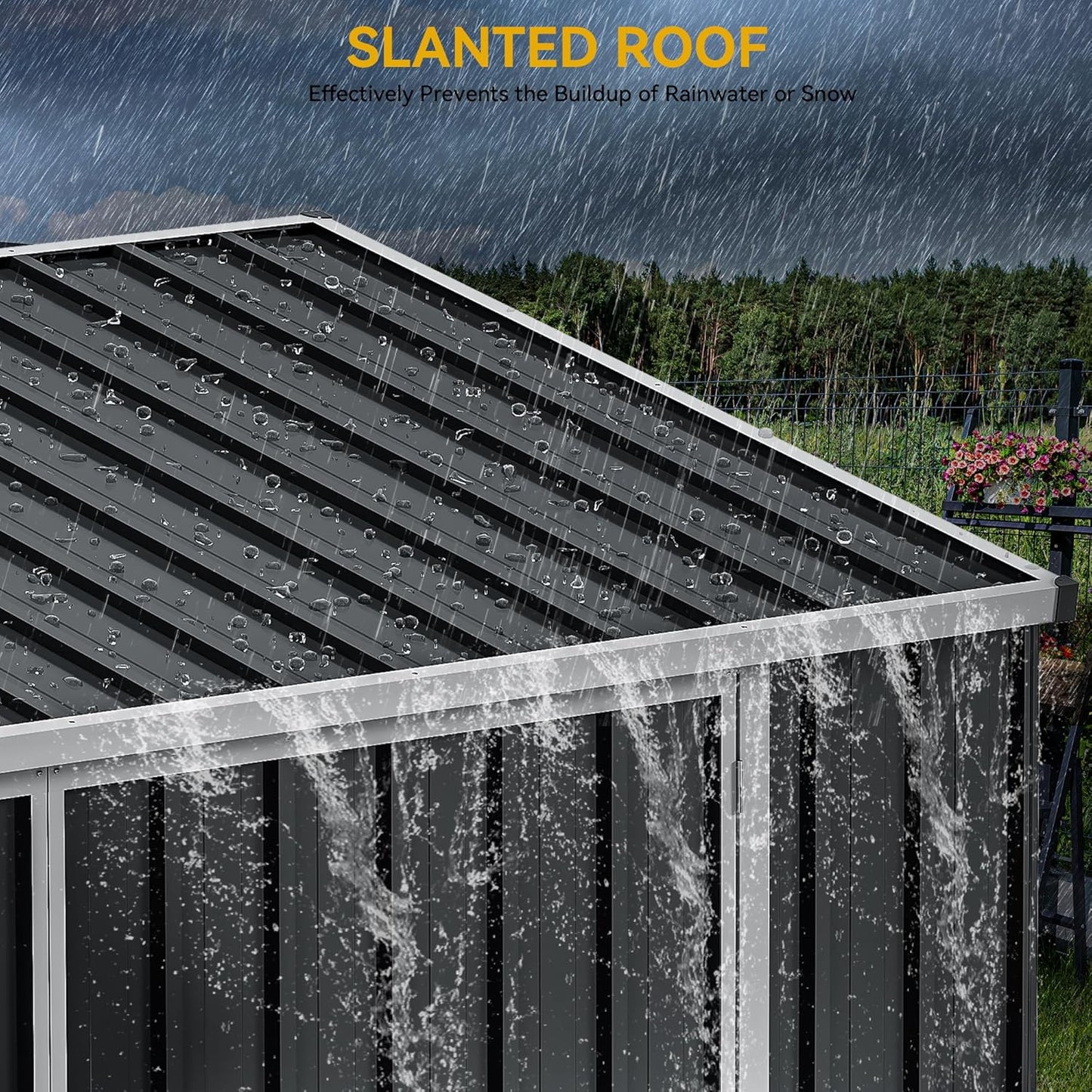 DWVO 8x4 FT Outdoor Weatherproof Storage Shed, Secure Metal Bike Shed w/Lockable Entry, Garden Storage Solution for Lawn Equipment, Tools, Waste Bin, Dark Gray