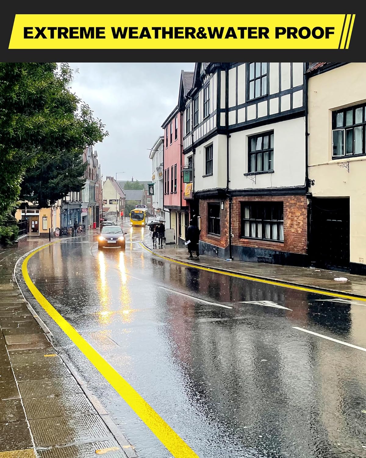 Floor Marking Tape,2 in x 108 FT Strong Adhesive Caution Tape,High Durability Warning Safety Tape for Indoor/Outdoor - Warehouses,Factories,Parking Lots,Retail Locations,Yellow,1 Roll