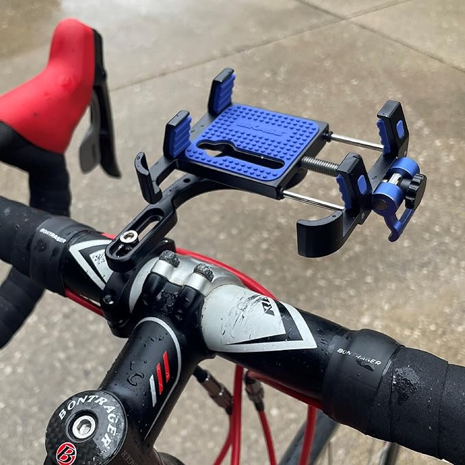 BiKase BiKGrip Bike Phone Holder with Computer Mount Garmin Compatible Bracket, Handlebar Cell Phone Clamp, for Any Phone 4.7" to 6.8" Smartphones Made of 6061 Aluminum - Ebike