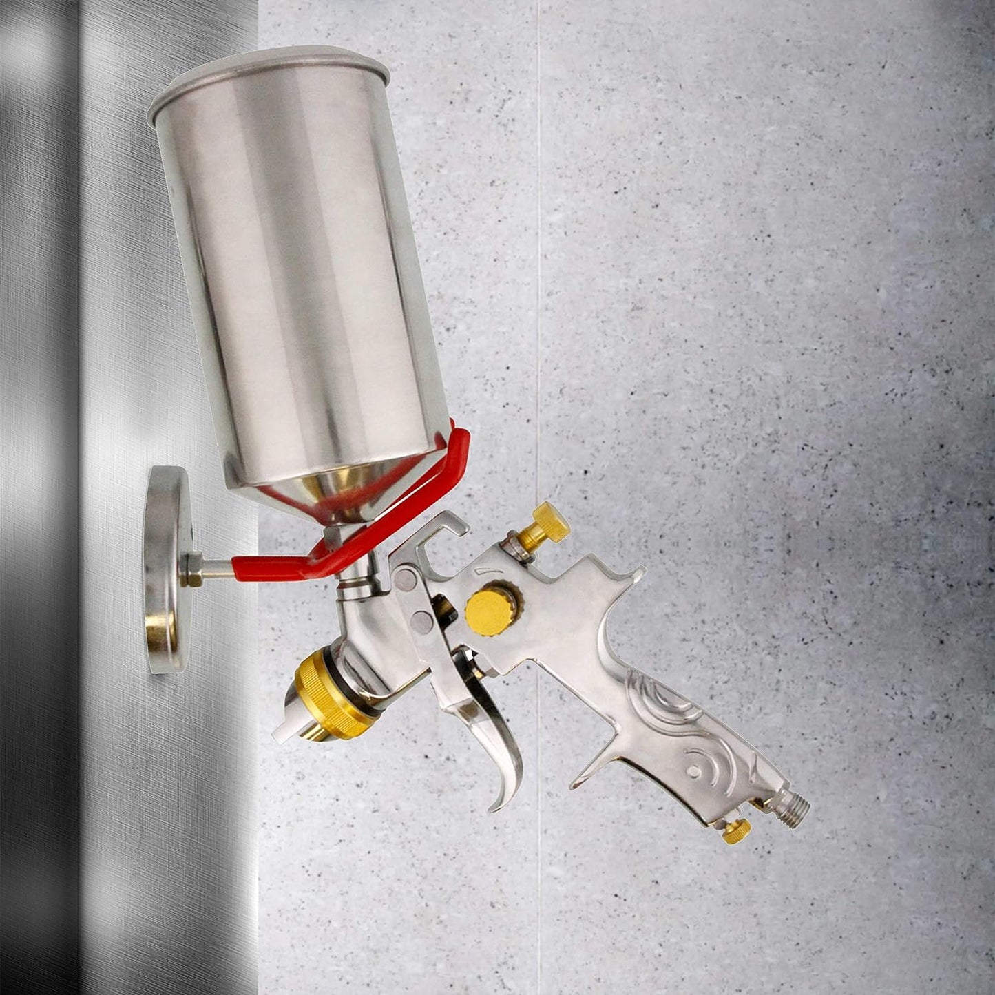 TCP Global Brand Magnetic Paint Spray Gun Holder Stand for Gravity Feed Cup HVLP, Spray Booth, Body Shop Wall