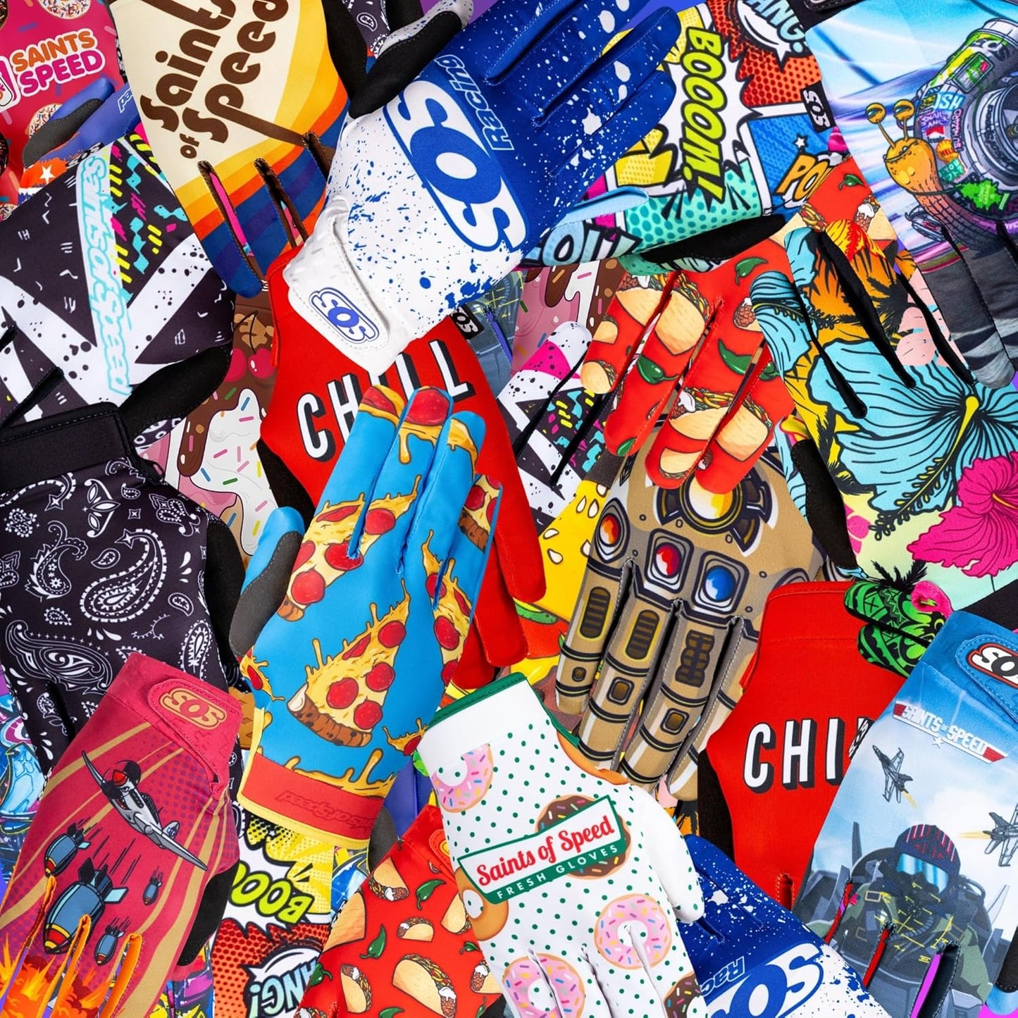 Saints of Speed Dirt Bike Gloves – Motocross, Mountain Bike, Motorcycle, BMX, Jetski, Sim, Karting, Airsoft, Paintball, Driving & Racing Bike Gloves + Phone & Touch Screen Capable