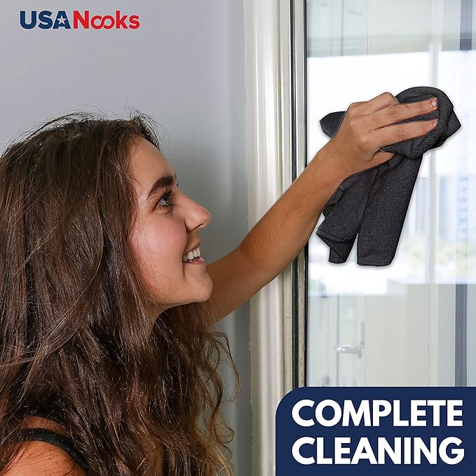 USANOOKS Microfiber Cleaning Cloth - 12Pcs 12.5x12.5 inch High Performance - 1200 Washes, Ultra Absorbent Microfiber Towels for Cars Undercarriage, Rims and Engine Bay Cleaning -Microfiber Cloth