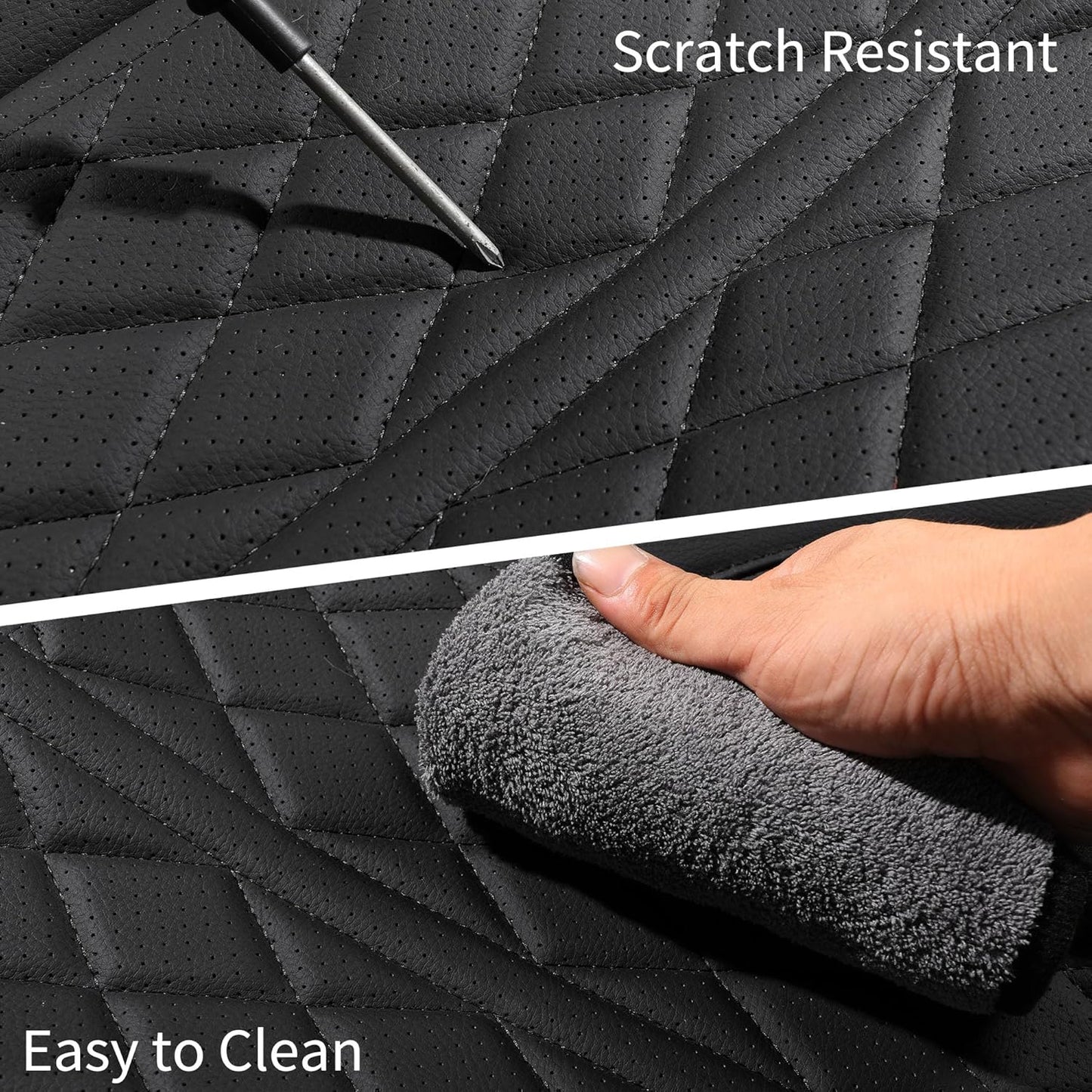 Car Seat Cover Custom Fit for Dodge Ram 1500 2500 3500 2002-2024 Faux Leather Seat Cover Set Compatible with Crew Quad Regular Cab Pickup Truck Cushions (Black, Front Seat)